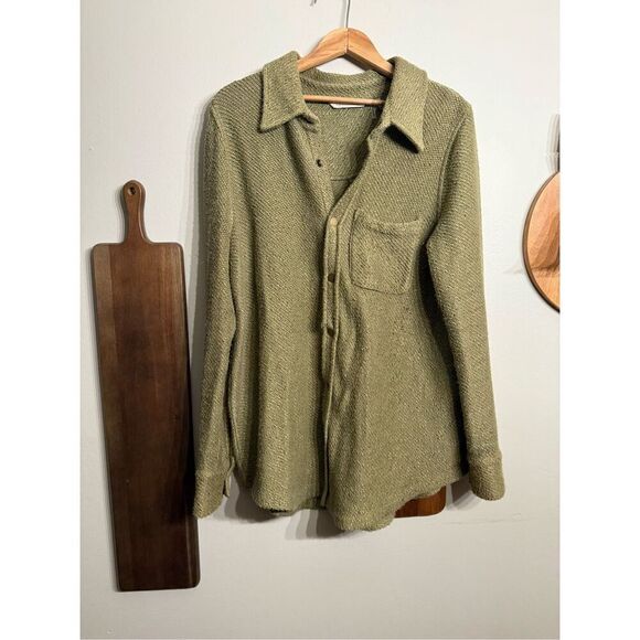 Soft Surroundings Olive Green Long Sleeve Snap Front Cardigan Size Medium - Picture 1 of 6